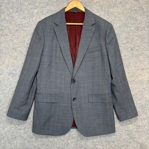 Bonobos Jetsetter Unstructured Wool Blazer Jacket Mens 42 R Slim Glen Plaid Red